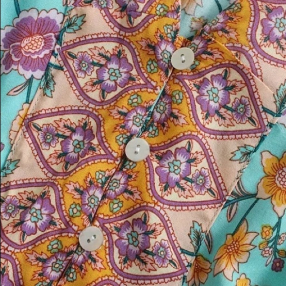 Boho Gypsy Floral Short Sleeve Long Casual Dress - Picture 3 of 4